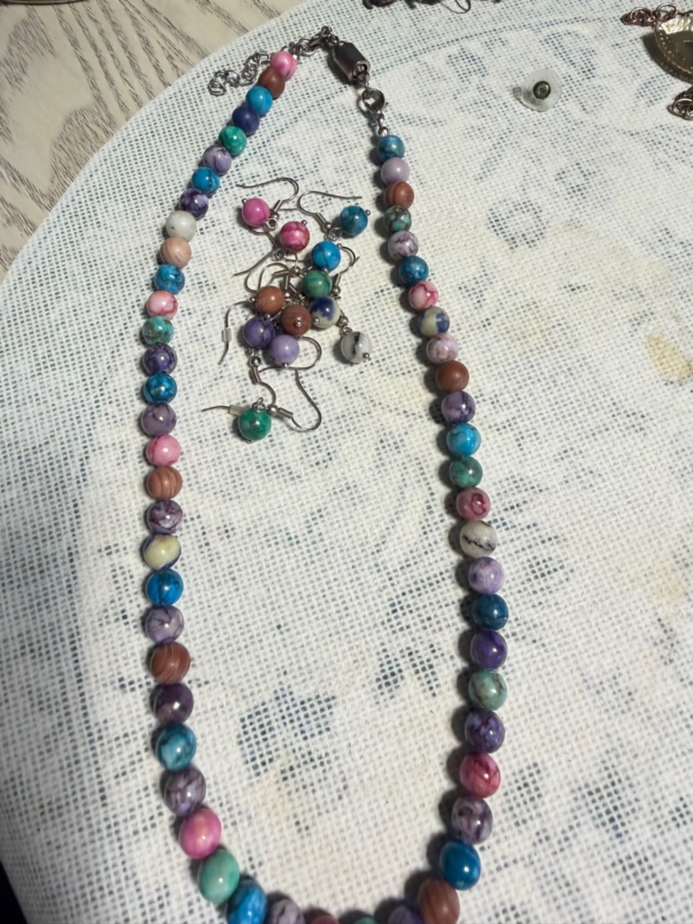 Multicolor Beaded Necklace and Earring Set - Women's Jewelry